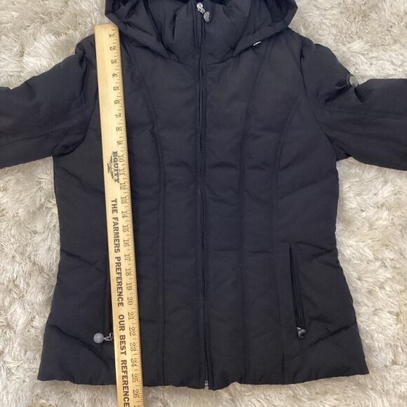 Calvin Klein Black Down Puffer Coat Hooded Large Black Leopard Print Lining Warm - Picture 11 of 13